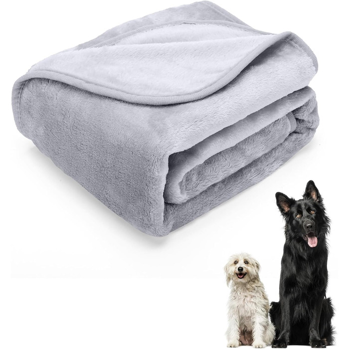 М'яка флісова ковдра для собак Nobleza, 160x100 см, сіра. Пральна, тепла, для домашніх тварин