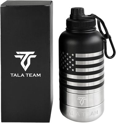 Ізольована пляшка для води для собак TALA TEAM - туристична пляшка з мисками для собак, чорна