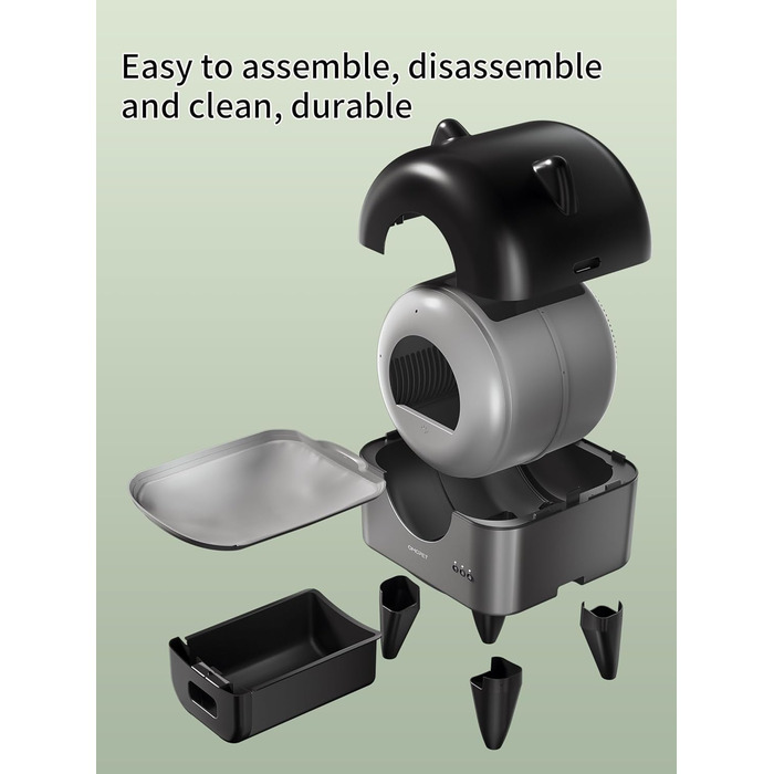 Автоматичний лоток для котів, 110 л, для кількох тварин, з мішками для сміття, герметичний, дезодорує, з додатком