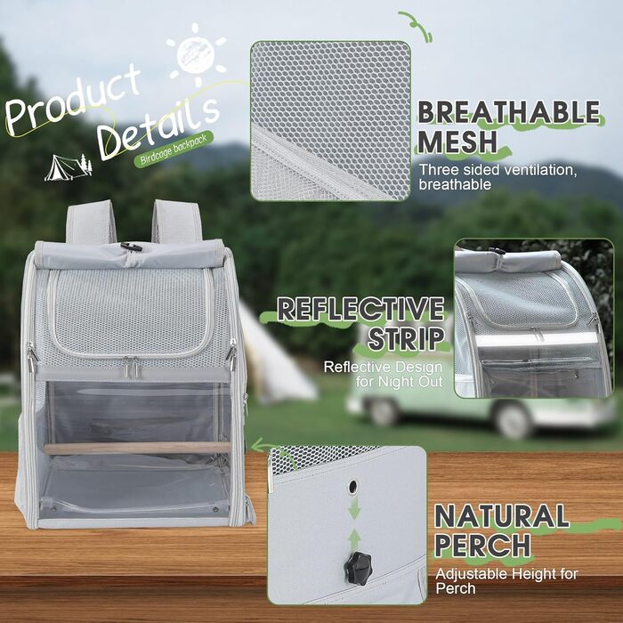Рюкзак-переноска для птахів Sanmoncare: водонепроникний, для канарек та папуг, з підставкою