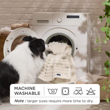 Водонепроникний коврик для собак BEDSURE - 127 x 152 см, миючий, для великих собак, м'який та пухнастий, захисний коврик на собаче ліжко, ковдра для собак, кремовий XL (127x152 см)