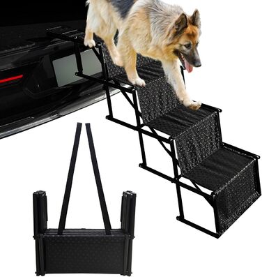 Східці для собак у машину, портативні складані сходинки для великих собак, 4 сходинки, підходять для авто, вантажівок, SUV, легкі для подорожей
