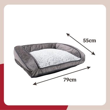 Ліжко для собак Rosewood з флісовою підкладкою, сіре, 64 x 64 x 20 см (розміри спального місця: 55 x 73 см)