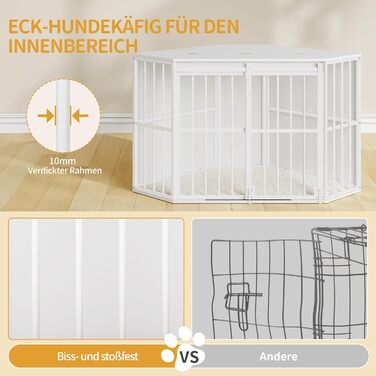 Клітка для собак Hzuaneri Eck-Hundekäfig, біла, 107 x 59,6 x 64 см, з подушкою та розсувними дверима
