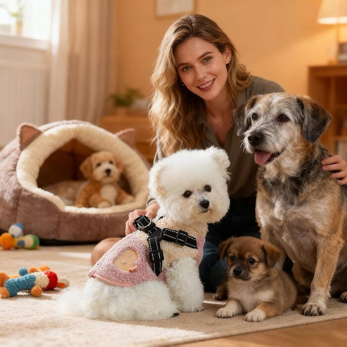 Теплий дощовик для собак з підкладкою з флісу, з отвором для шлейки - для цуценят та собак середніх розмірів, ідеально для осені та активного відпочинку на вулиці (зелений та білий, рожевий та білий)