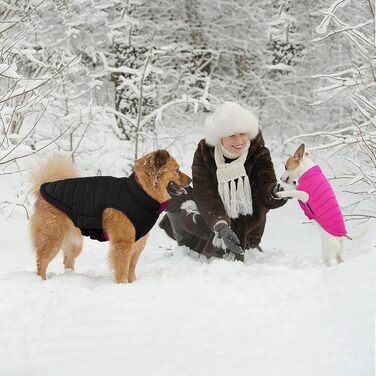 Водонепроникна куртка для собак Lelepet, тепла зимова куртка для маленьких собак, двостороння вітрозахисна куртка з застібкою-липучкою, рожева, розмір S
