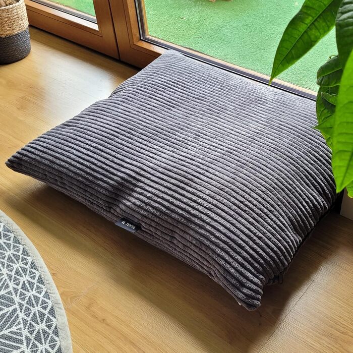 Лежак для собак 4L Textil ZOE, велюровий, знімний чохол, великий, 120x100 см, графіт, для великих собак, праний