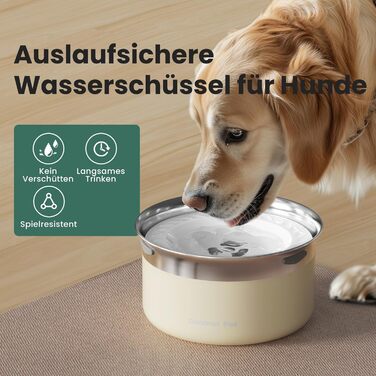 Нержавійна миска для води для собак Gardner Pet 3,85 л, проти протікання, без облизування, для великих собак, підходить для дому та вулиці