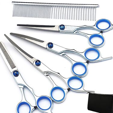 Набір ножиць для грумінгу собак та інших домашніх тварин 6 в 1, регульовані, з неслизькою ручкою