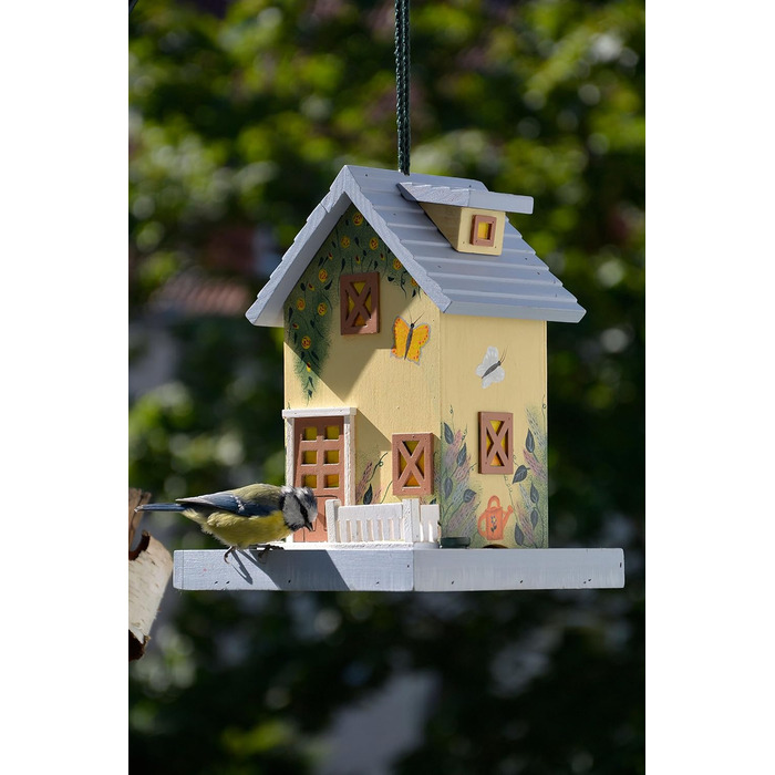Будиночок для птахів Dobar® 25119FSC Summer - яскравий дерев'яний годівничок для птахів, 18x18x23 см