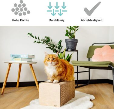 Кігтеточка для котів з гофрокартону | Міцна, велика, 2-в-1 (кігтеточка + будиночок) | 37 x 21,5 x 21,5 см