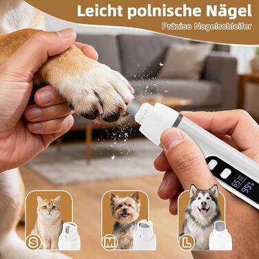 ETACCU 4в1 Безшумна машинка для стрижки собак та котів з LED-дисплеєм. Машинка для стрижки, триммер для лап, точилка для кігтів. Для тіла, лап, очей, вух, обличчя.