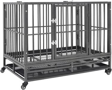 Клітка для собак з колесами vidaXL, сталева, 102x72x85 см, транспортна переноска
