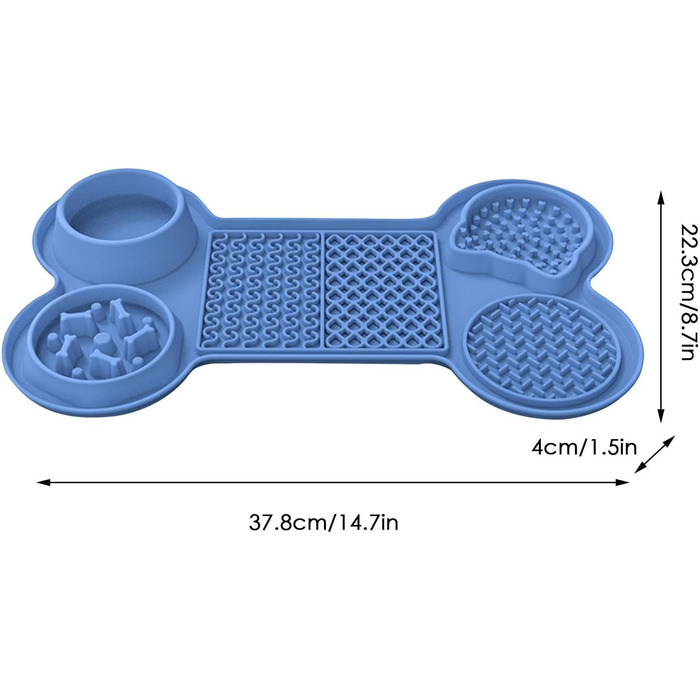 Килимок для годування кошенят та цуценят з 5 присосками, здорове харчування, різні дизайни (морська блакить)