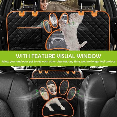 Захисна підстилка для собак у машину ALLSOPETS – водовідштовхувальна, неслизька, з сіткою, ременями безпеки та кишенькою для авто, SUV, вантажівка (антрацит, чорний)