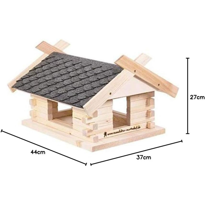 Велика сіра годівничка для птахів із шиферу, 44×37×27 см