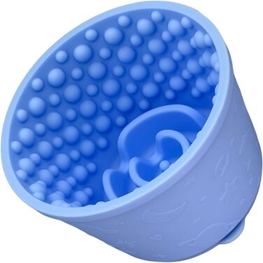 Миска для повільного годування для собак, силікон, блакитний колір, з великими присосками
