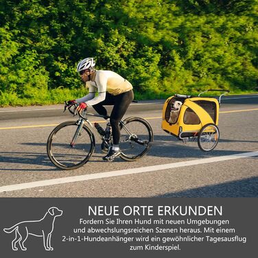 Трансформер для собак XL: велосипедний/біговий, 600D Oxford, до 40 кг, жовтий