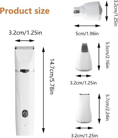 Набір для стрижки кігтів котів та собак Focenat 4 в 1: тихий триммер, електрична машинка для грумінгу тіла, очей та вух