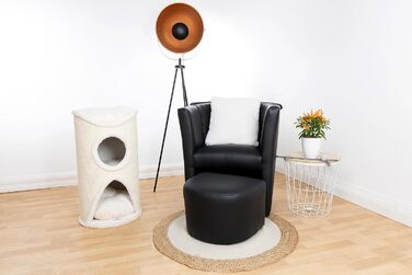 Дерев'яний кігтеточка для котів Bontoy Mukki Creme - 75 см, з 2 печерами, велика лежанка, обмотана сизалевим килимком, знімний коврик