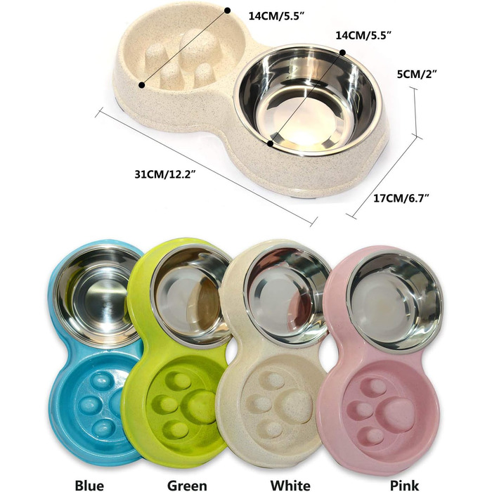 Миска для собак Frenchie Fress, нержавіюча сталь, інтерактивна, для повільного годування, екологічна, біла