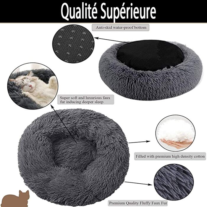 Ортопедичне круглі ліжко для собак XL: м'яке, кушетка з Memory Foam для великих собак (Лабрадор, Граунд). Можливість прання. Сірий колір.