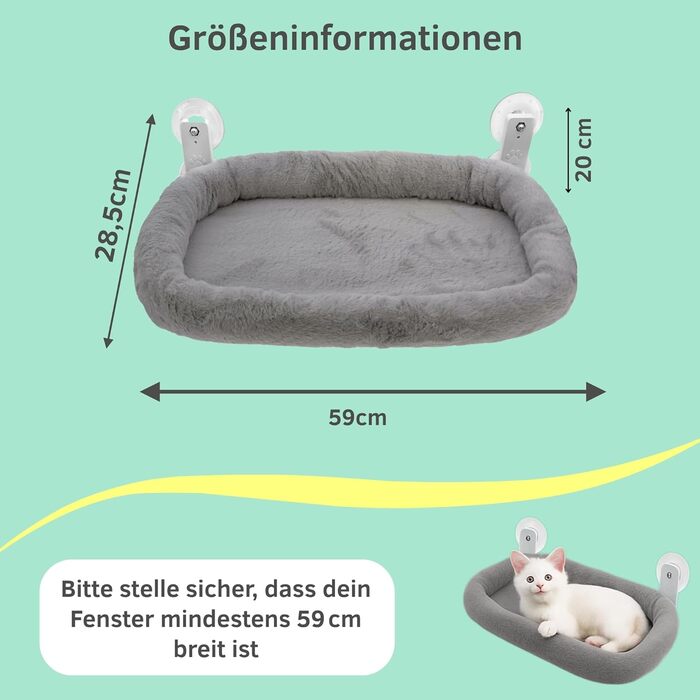 Віконна лежанка для котів Viva Cat – стабільна та зручна | Лежанка-гамак для котів до 18 кг | Економія місця