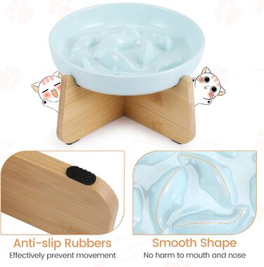 Миска для котів PETTOM Anti-Schling Napf, керамічна, піднята, для повільного годування, для котів та маленьких собак, білий настінний набір