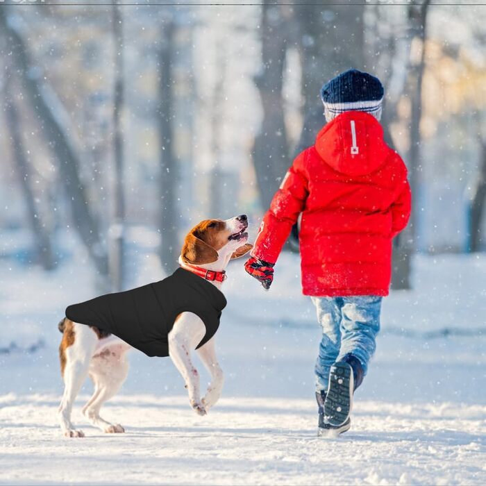 Зимовий одяг для собак Meioro: тепла куртка, жилетка, флісовий пуловер для малих та середніх собак (чорний, XL)