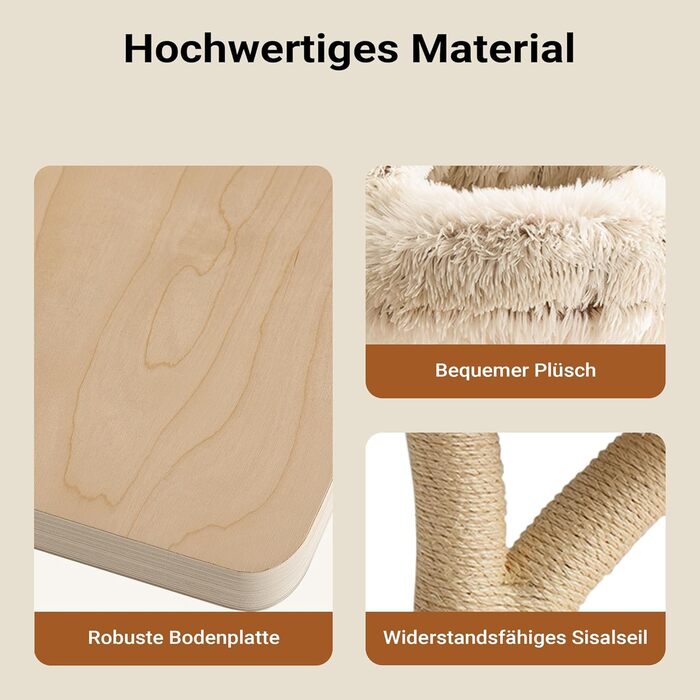 Кігтеточка для котів Fudajo Designer у вигляді дерева, 130 см, з плюшем та сизалем, з гамаком, для лазіння та відпочинку