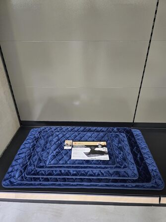 Прямокутна подушка для собак Flamingo Weimar, синя, 101x63x2 см, знімний чохол, антиковзке дно, для кліток