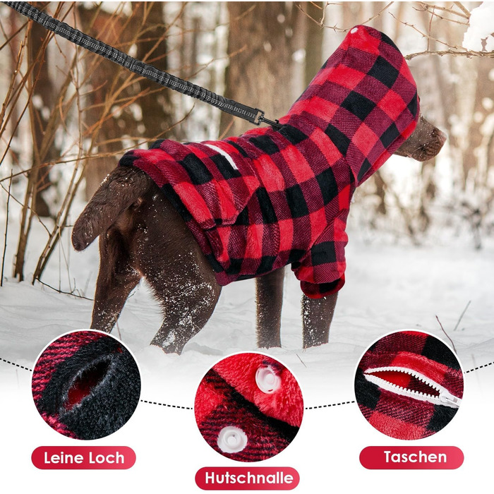 Світшот для собак SlowTon: теплий фланелевий пуловер з отвором для повідка та кишенею, для чихуахуа, тедді та інших, оранжевий, Tie Dye (червоно-чорний), XX-Large