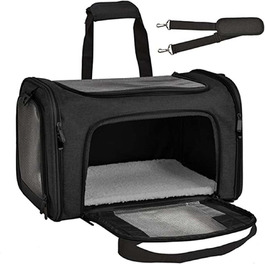 М'яка переноска для котів та собак, складана переноска для кота з дихаючою сіткою, оксфордська тканина зі шлейкою для маленьких собак, котів та кроликів (Чорний)