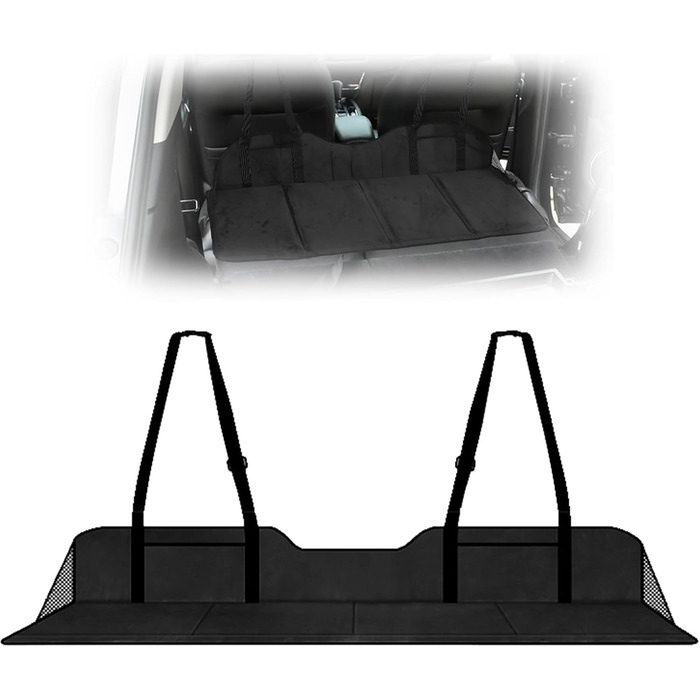 Підлокітник для заднього сидіння автомобіля, розширювач сидіння, флісова підстилка для кемпінгу та сну, універсальний для SUV, MPV та компактних авто (Чорний)