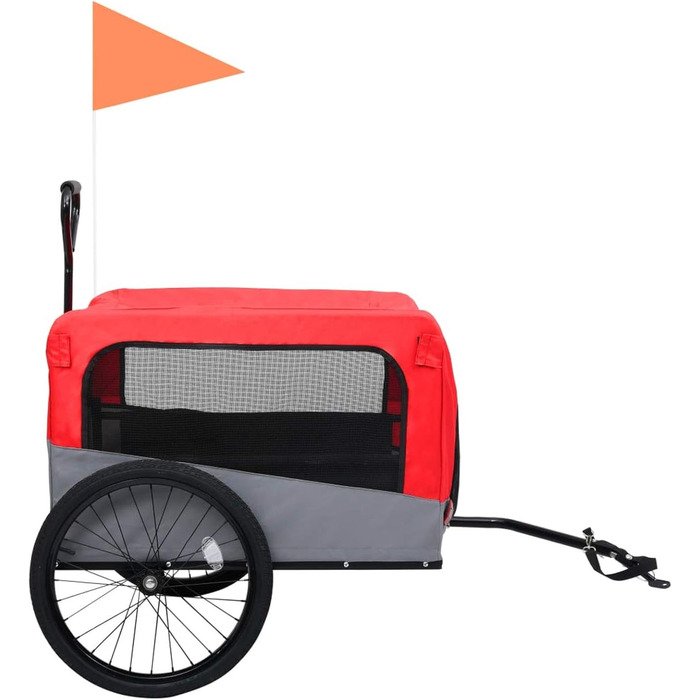 Велосипедний причіп для тварин 2-в-1, червоно-сірий, для собак