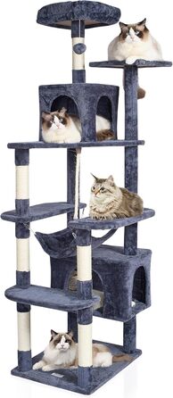 VEVOR Когтеточка для котів 183 см, котячий комплекс із 2 будиночками, сизалевий стовп, гамак, платформа, активний центр із іграшкою