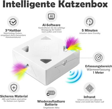 Інтерактивна іграшка для котів Migipaws 3 в 1 MigiBox: електрична коробка з 12 отворів, захована іграшка, паперовий матеріал, для розваги, перезаряджається (біла Migibox)