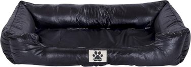 Крісло-ліжко для собак CLAMARO 'DeluxePet' чорного кольору 120x80 см з штучної шкіри, 2в1 з поворотним подушками, для великих собак, з боковинами з м'якою оббивкою, антиковзаюча підкладка, розмір Large
