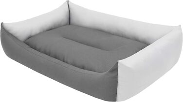 М'яке ліжко-софа для собак XL, 82x60 см, чорний колір, з екологічної льону (графіт з сірими боковинами)