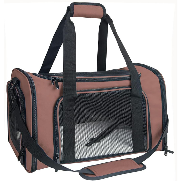Переносна сумка-переноска для котів та собак (Large, Brown) - велика, складна, з м'яким підкладом