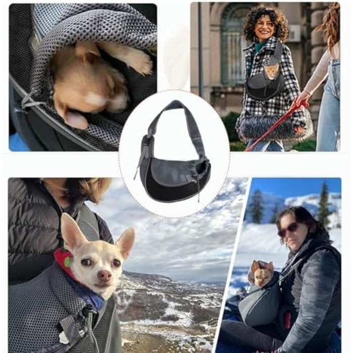 Сумка-переноска для собак та котів, сіра, з регульованим ремінцем