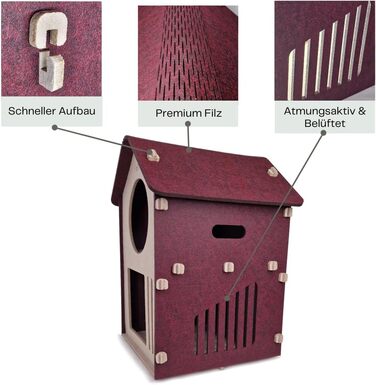 Будиночок для котів XXL Petix Sweet Home 61×40×40 см, бежевий – котяча хатка-ліжко для сну, ігор і схованки, для великих котів, інтер'єрний
