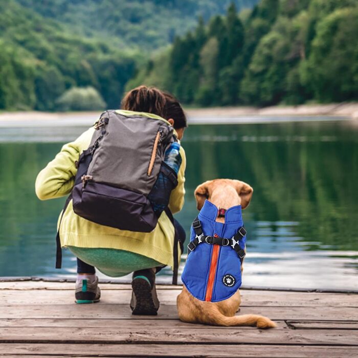 Зимовий теплий куртка для собак з напиленням, для малих, середніх та великих собак, зелений (синій, XL)