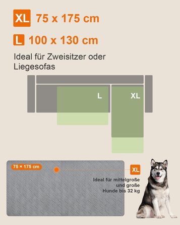 Водонепроникний килимок для собак CTH017G (175x75 см) - захист дивану та авто, ручне прання