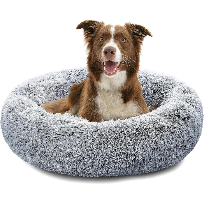 Ортопедичне ліжко для собак та котів Pisi Bili, 70 см, сіре, миється, м'яке, донат