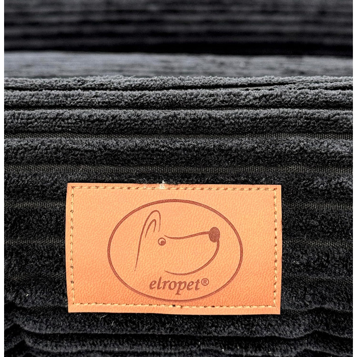 Ортопедичне ліжко для собак Elropet з м'якого корду, кошик для собак (Чорний, S (75x55x20cm))