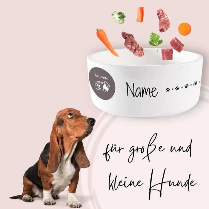 Персоналізована миска для собак GRAZDesign з фото та іменем, керамічна, 1л, 1000мл, подарунок для власника собаки