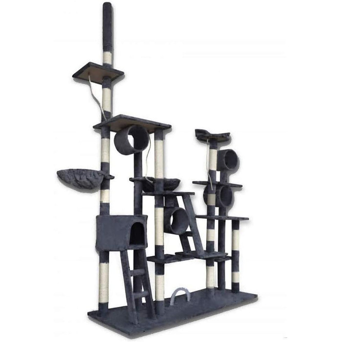 BITUXX® Декерховий котячий будиночок з кігтеточкою, ігровий комплекс для котів, регульована висота 230-250 см (темно-сірий)