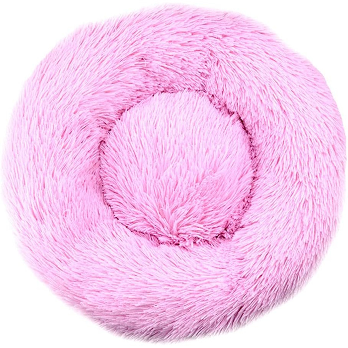 Кругле ліжко для собак та котів Chickw11, тепле м'яке гніздо-пончик, миється, не слизьке, для маленьких, середніх та великих собак (40 см, рожеве)