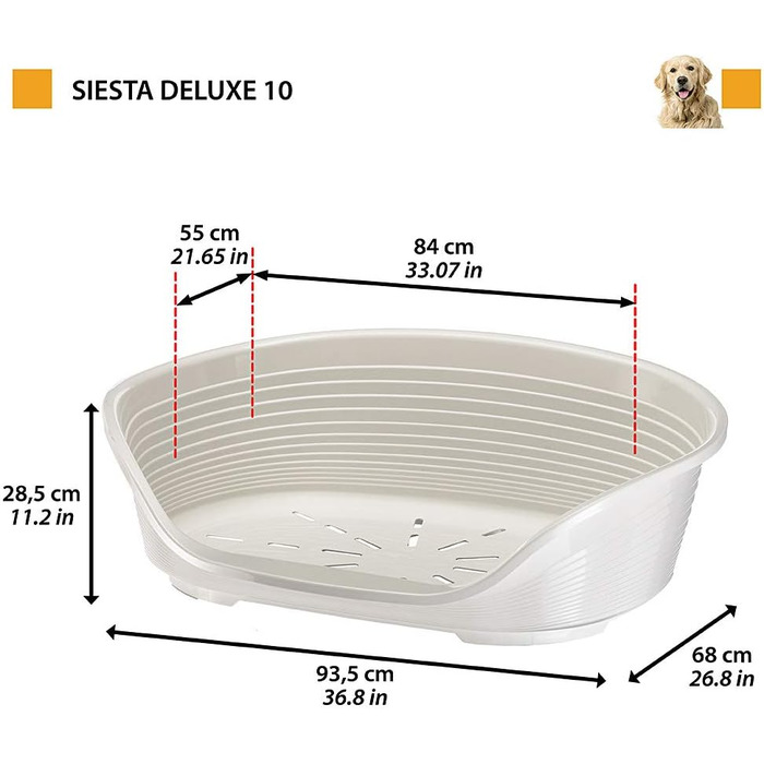 Лежанка для собак та котів Ferplast Siesta Deluxe, пластикова, бордовий колір, 62 x 41 x 23,5 см, зручна та миюча